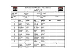 Convocation Club du Haut Layon