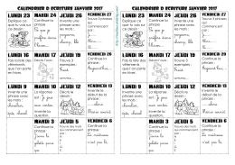 CALENDRIER D ECRITURE JANVIER 2017