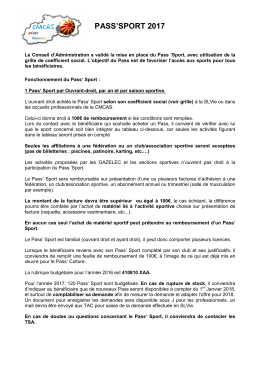 Fonctionnement PASS Sport 2017