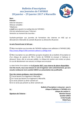 Bulletin d`inscription aux Journées de l`AFIHGE