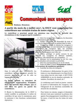Tract aux usagers contre la suppression des contrôleurs sur certains