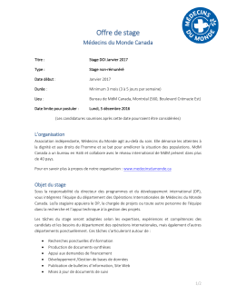 Stage - M&eacute;decins du Monde Canada