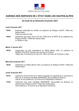 AGENDA DES SERVICES DE L`ÉTAT DANS LES HAUTES
