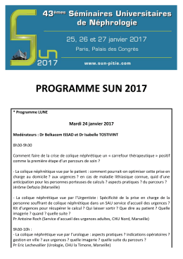 PROGRAMME SUN 2017