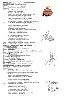 Le 8 janvier 2017 Épiphanie du Seigneur MESSES DOMINICALES
