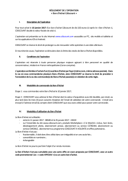 R&Eacute;GLEMENT DE L`OPERATION &laquo; Bon d`Achat Cdiscount &raquo; I