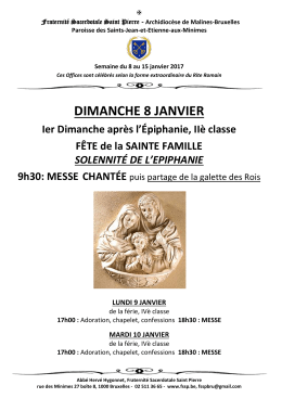 dimanche 8 janvier - Fraternité Saint Pierre de Belgique