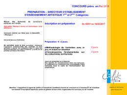 CONCOURS prévu en Mai 2018 PREPARATION