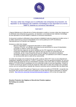 Nouveau cahier des charges pour la certification des