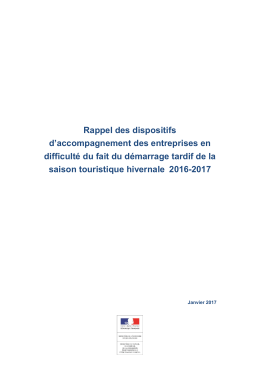 Rappel des dispositifs d`accompagnement des entreprises en