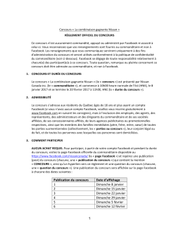 1 Publication du concours Date d`affichage 1 Dimanche 8 janvier 2