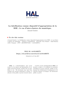 La labellisation comme dispositif d`appropriation de la RSE - Tel
