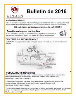 Bulletin de 2016 - Canadian Inherited Metabolic Diseases Research