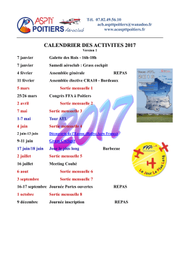 calendrier des activites 2017