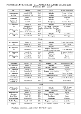 PAROISSE SAINT JEAN XXIII - CALENDRIER