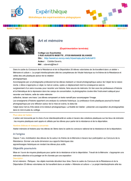 Art et m&eacute;moire