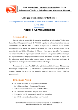 Appel &agrave; Communication Principaux Axes :