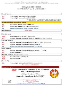 HORAIRES DES MESSES SEMAINE DU 7 AU 15