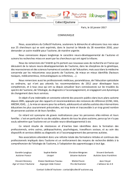 Communiqué du Collectif Autisme - 10 janvier 2017