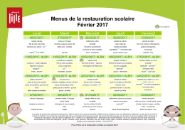 Menus de la restauration scolaire Février 2017