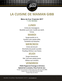 Menu de la semaine