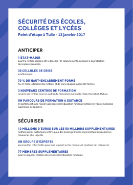 ANTICIPER S&Eacute;CURIT&Eacute; DES &Eacute;COLES, COLL&Egrave;GES ET LYC&Eacute;ES