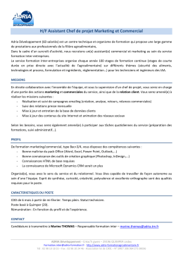 H/F Assistant Chef de projet Marketing et Commercial
