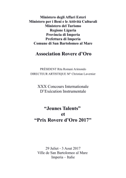 Prix Rovere d`Oro 2017