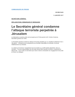Le Secrétaire général condamne l`attaque terroriste perpetrée à