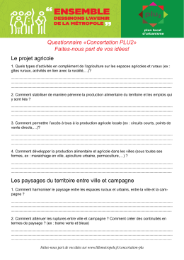 Questionnaire «Concertation PLU2» Faites