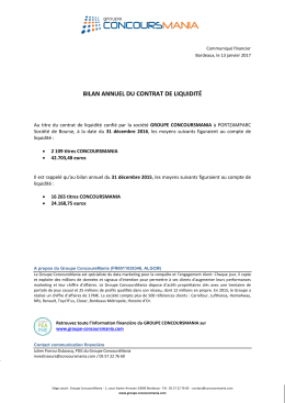 bilan annuel du contrat de liquidité