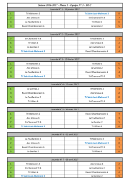 Saison 2016-2017 - Phase 2 - Tennis de table de Saint-Just