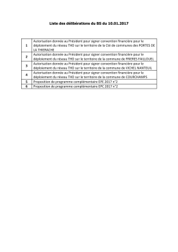Liste des d&eacute;lib&eacute;rations du BS du 10.01.2017