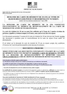 demande de carte de r&eacute;sident de 10 ans au titre du s&eacute;jour r&eacute;gulier