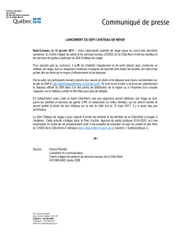 Communiqu&eacute; : lancement du D&eacute;fi chateau de neige!