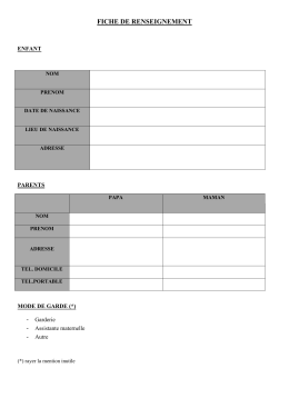 fiche de renseignement