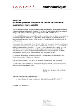 Communiqu&eacute; du 12.01.2017