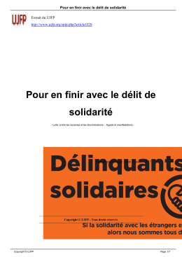 Pour en finir avec le délit de solidarité