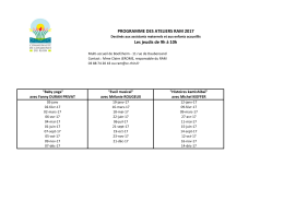 programme 2017 des animations du RAM