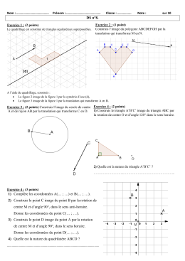 2) Construis le point C image du point B par la rotation de