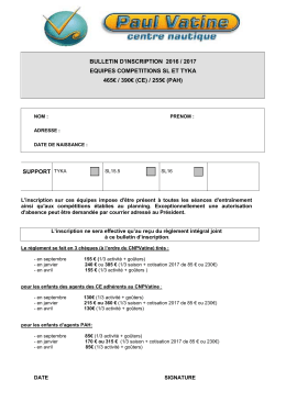 bulletin inscription saison SL et TYKA 2016-2017