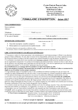 Bulletin d`inscription 2017 - Cyclo-Club de Pont-à