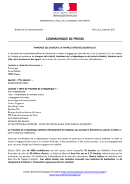 CP annonce Laur&eacute;ats session 6