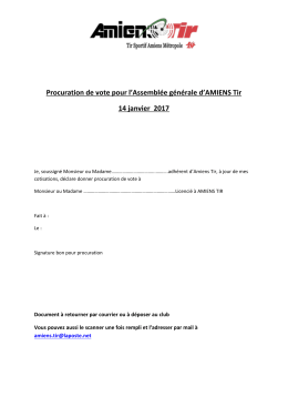 Procuration de vote pour l`Assemblée générale d`AMIENS Tir 14