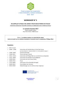 Invitation workshop projet européen Vesoul 14-15 janvier