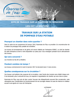 travaux sur la station de pompage d`eau potable