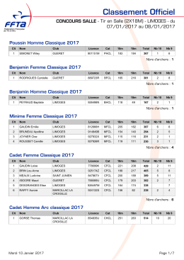 résultats - Club de Tir à l`Arc - Limoges