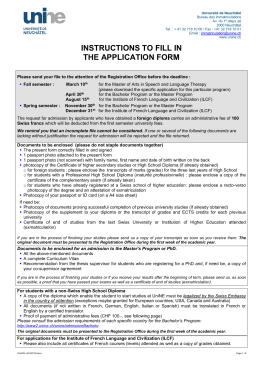 application form - Université de Neuchâtel