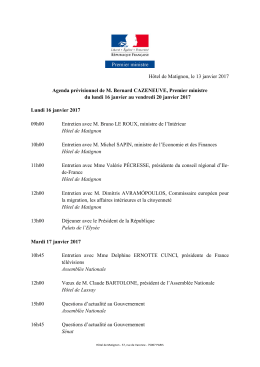 Hôtel de Matignon, le 13 janvier 2017 Agenda