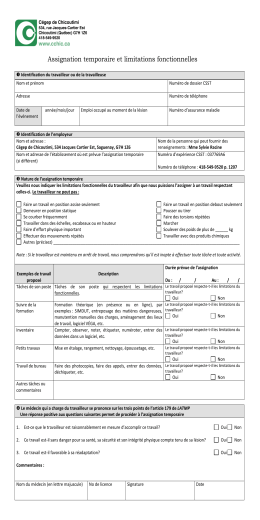 Assignation temporaire et limitations fonctionnelles